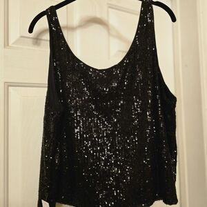 Elegant Black Sequin Tank Top